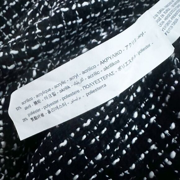 ZARA | TRF Collection Black White Tweed Shift Dress Gold Buttons Mini | Medium - Picture 15 of 16